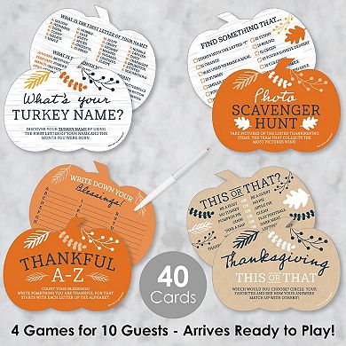 Big Dot Of Happiness Happy Thanksgiving 4 Harvest Party Games 10 Cards Each Gamerific Bundle