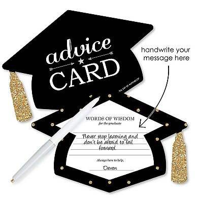 Big Dot Of Happiness Gold Tassel Worth The Hassle - Grad Cap Party Advice Cards Game - 20 Ct