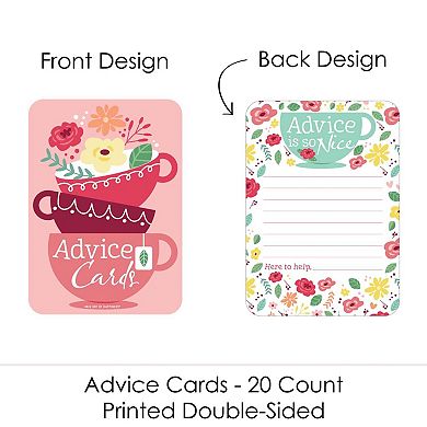 Big Dot Of Happiness Floral Let's Par-tea Wish Card Activities Shaped Advice Cards Game 20 Ct