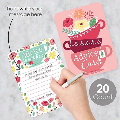 Big Dot Of Happiness Floral Let's Par-tea Wish Card Activities Shaped Advice Cards Game 20 Ct