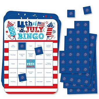 Big Dot Of Happiness Firecracker 4th Of July Bar Cards/markers Party Shaped Bingo Game 18 ct