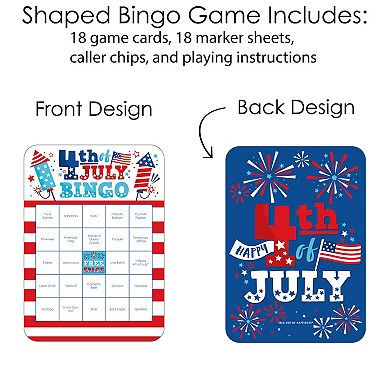 Big Dot Of Happiness Firecracker 4th Of July Bar Cards/markers Party Shaped Bingo Game 18 Ct