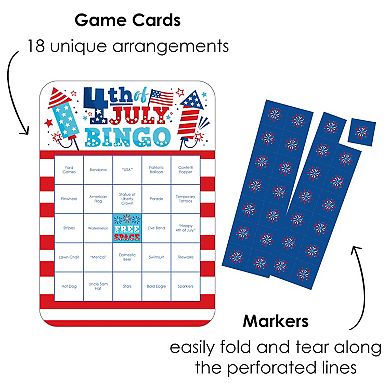 Big Dot Of Happiness Firecracker 4th Of July Bar Cards/markers Party Shaped Bingo Game 18 Ct