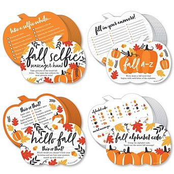 Big Dot Of Happiness Fall Pumpkin 4 Thanksgiving Party Games - 10 Cards Each Gamerific Bundle