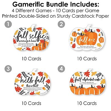 Big Dot Of Happiness Fall Pumpkin 4 Thanksgiving Party Games - 10 Cards Each Gamerific Bundle