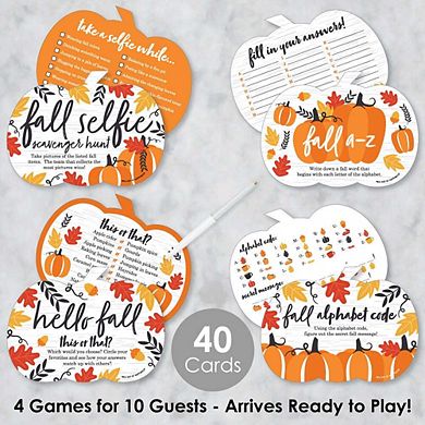 Big Dot Of Happiness Fall Pumpkin 4 Thanksgiving Party Games - 10 Cards Each Gamerific Bundle