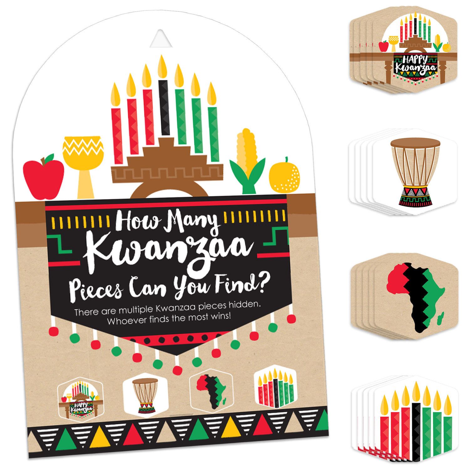 Big Dot of Happiness - Happy Kwanzaa - Square Favor Gift Boxes - African Heritage Holiday Bow Boxes - Set of 12