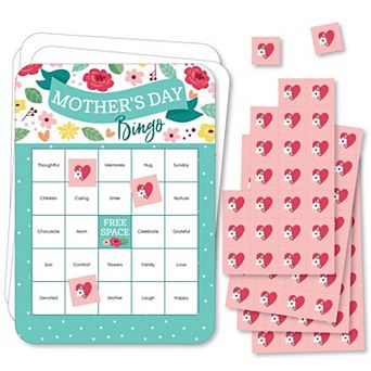 Big Dot Of Happiness Colorful Floral Happy Mother's Day Cards/markers Shaped Bingo Game 18 ct