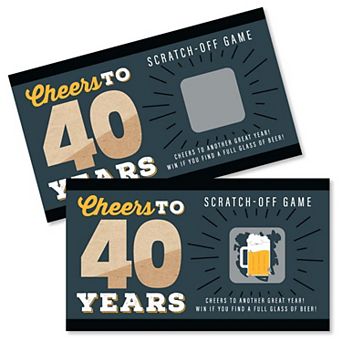 Big Dot Of Happiness Cheers & Beers To 40 Years - Birthday Party Game Scratch Off Cards 22 ct