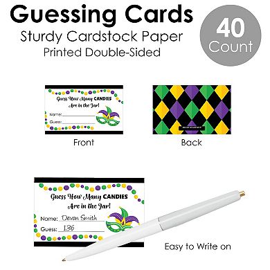 Big Dot Of Happiness Colorful Mardi Gras Mask Masquerade Game How Many Candy Guessing Game
