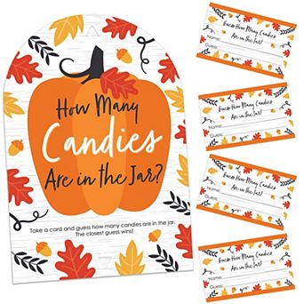 Big Dot Of Happiness Fall Pumpkin How Many Candies 1 Stand And 40 Cards Candy Guessing Game