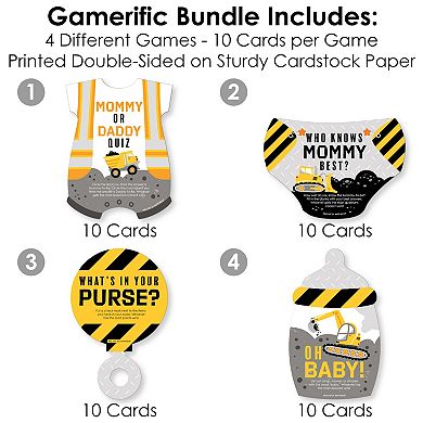 Big Dot Of Happiness Dig It Construction 4 Baby Shower Games - 10 Cards Each Gamerific Bundle