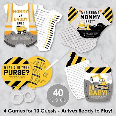 Big Dot Of Happiness Dig It Construction 4 Baby Shower Games - 10 Cards Each Gamerific Bundle
