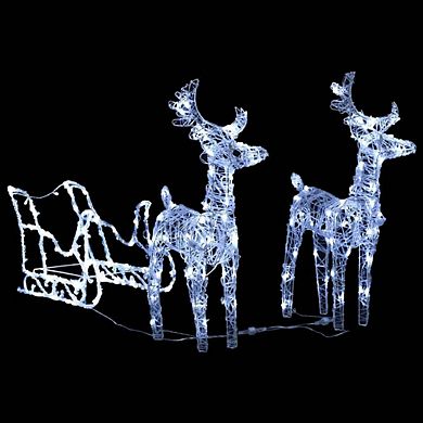 Acrylic Christmas Reindeers - Set of 2 with 80 Cold White LEDs