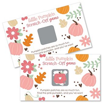 Big Dot Of Happiness Girl Little Pumpkin Fall Birthday & Baby Shower Game Scratch Offs 22 ct