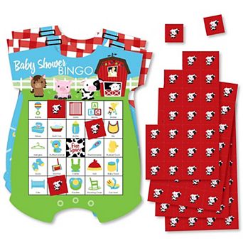 Big Dot Of Happiness Farm Animals - Picture Cards & Markers - Baby Shower Bingo Game 18 ct
