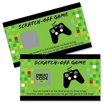 Big Dot Of Happiness Game Zone - Pixel Video Game Party Game Scratch Off Cards - 22 ct