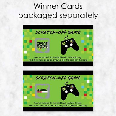 Big Dot Of Happiness Game Zone - Pixel Video Game Party Game Scratch Off Cards - 22 Ct