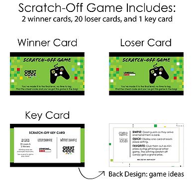 Big Dot Of Happiness Game Zone - Pixel Video Game Party Game Scratch Off Cards - 22 Ct