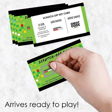 Big Dot Of Happiness Game Zone - Pixel Video Game Party Game Scratch Off Cards - 22 Ct