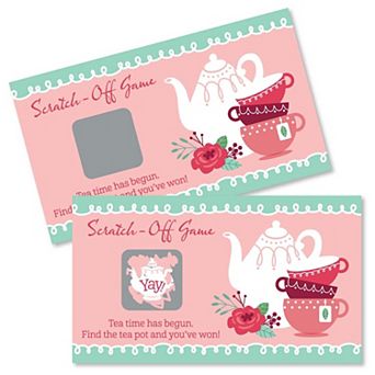 Big Dot Of Happiness Floral Let's Par-tea - Garden Tea Party Game Scratch Off Cards - 22 ct