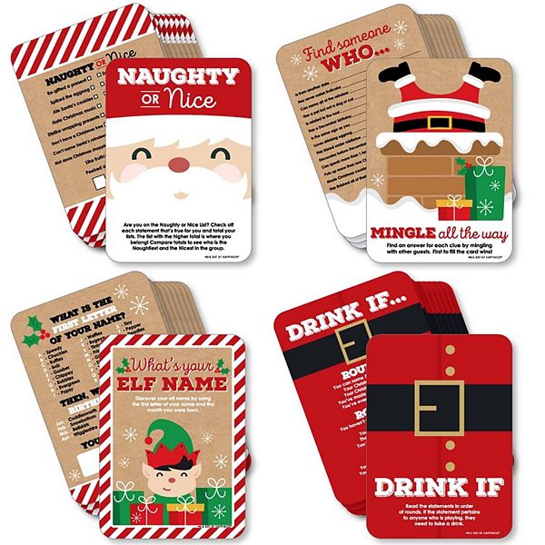  Big Dot of Happiness Jolly Santa Claus - Christmas Party White  Elephant Gift Exchange Game Scratch Off Cards - 22 Count : Home & Kitchen