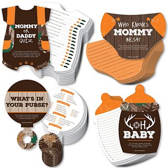 Big Dot Of Happiness Gone Hunting Camo - 4 Baby Shower Games 10 Cards Each - Gamerific Bundle