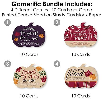 Big Dot Of Happiness Friends Thanksgiving Feast 4 Party Games 10 Cards Each Gamerific Bundle