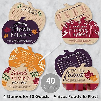 Big Dot Of Happiness Friends Thanksgiving Feast 4 Party Games 10 Cards Each Gamerific Bundle