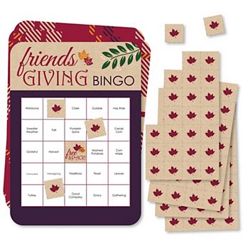 Big Dot Of Happiness Friends Thanksgiving Feast - Cards & Markers - Party Bingo Game 18 ct