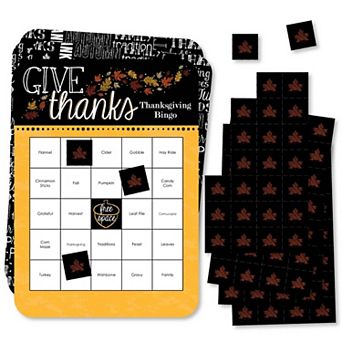 Big Dot Of Happiness Give Thanks - Cards & Markers - Thanksgiving Party Bingo Game 18 ct