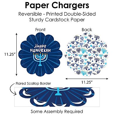 Big Dot Of Happiness Hanukkah Menorah Party Paper Charger & Table Decor Chargerific Kit For 8