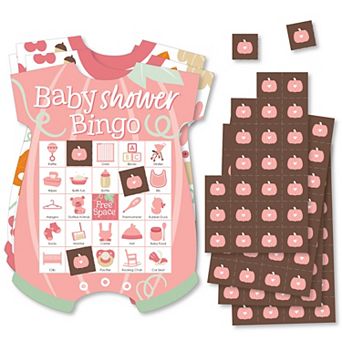 Big Dot Of Happiness Girl Little Pumpkin - Picture Fall Baby Shower Shaped Bingo Game 18 ct