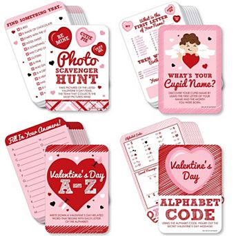 Big Dot Of Happiness Conversation Hearts - 4 Valentine's Day Games 10 Each - Gamerific Bundle