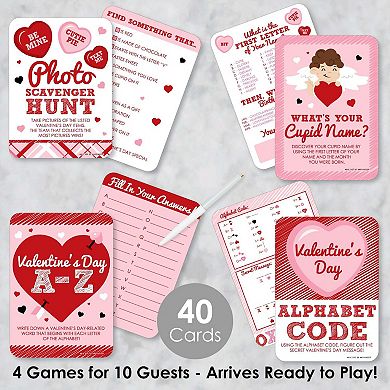 Big Dot Of Happiness Conversation Hearts - 4 Valentine's Day Games 10 Each - Gamerific Bundle