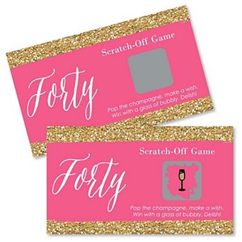 Big Dot Of Happiness Chic 40th Birthday Pink Black & Gold Party Game Scratch Off Cards 22 ct