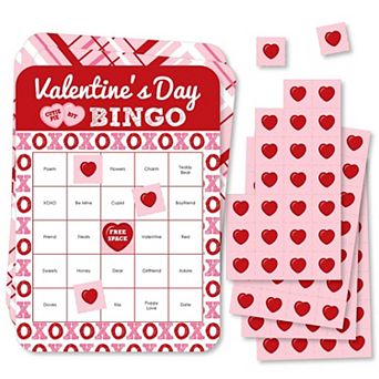Big Dot Of Happiness Conversation Hearts - Cards & Markers - Valentine's Day Bingo Game 18 ct