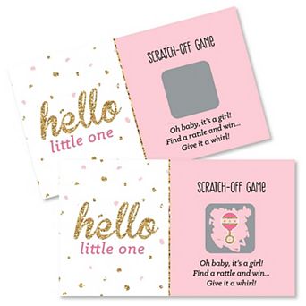 Big Dot Of Happiness Hello Little One Pink/gold Girl Baby Shower Game Scratch Off Cards 22 ct