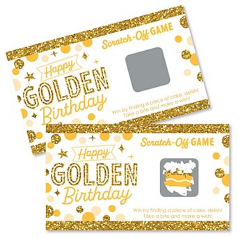 Big Dot Of Happiness Golden Birthday - Happy Birthday Party Game Scratch Off Cards - 22 Count