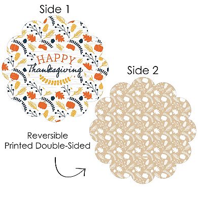 Big Dot Of Happiness Happy Thanksgiving Party Round Table Decor Paper Chargers 12 Ct