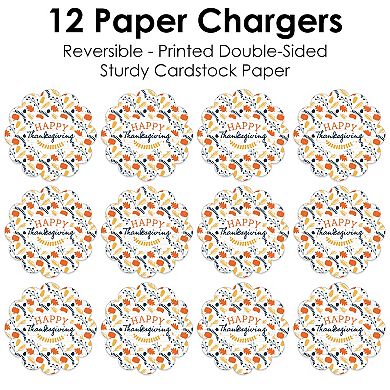 Big Dot Of Happiness Happy Thanksgiving Party Round Table Decor Paper Chargers 12 Ct