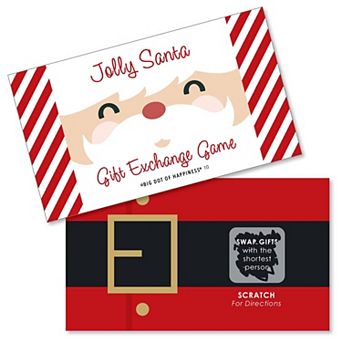 Big Dot Of Happiness Jolly Santa Claus - White Elephant Gift Exchange Game Scratch Offs 22 ct