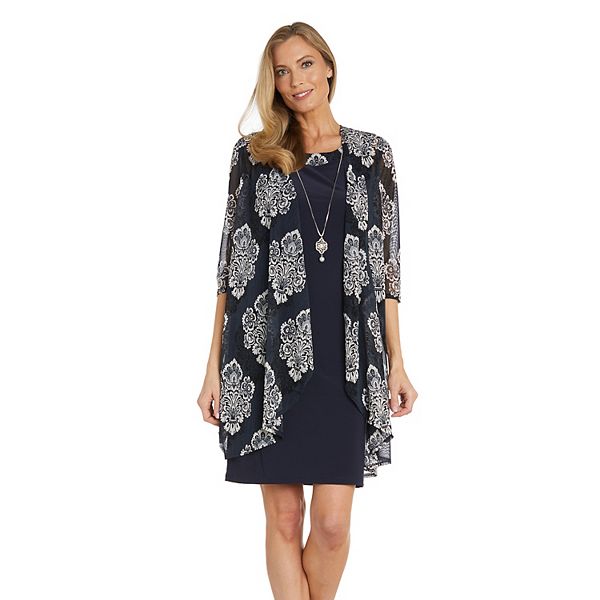 Women's R&M Richards Dress with Printed Flyaway Jacket and Detachable ...