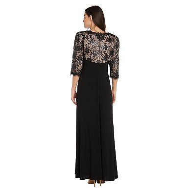 Women's R&M Richards Lacey 3/4 Sleeve Cocktail Maxi Dress