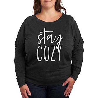Plus Size Stay Cozy French Terry Long Sleeve Tee
