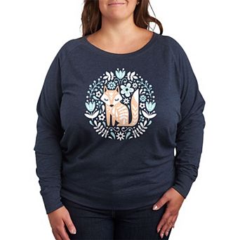 Plus Size Scandinavian Fox French Terry Long Sleeve Tee