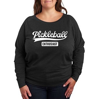 Plus Size Pickleball Enthusiast French Terry Long Sleeve Tee