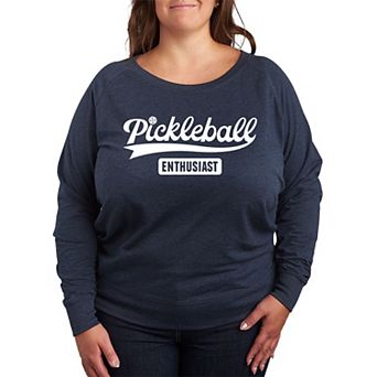 Plus Size Pickleball Enthusiast French Terry Long Sleeve Tee