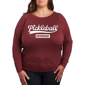 Plus Size Pickleball Enthusiast French Terry Long Sleeve Tee