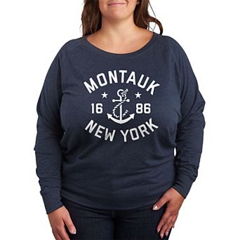 Plus Size Montauk New York French Terry Long Sleeve Tee